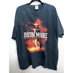 Justin Moore Mens XL Shirt Off The Beaten Path Tour T-Shirt Black (Q)